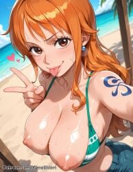 ai_assisted ai_generated ass beach beach_sex big_breasts big_thighs bikini breast_expansion breasts caption comic dialogue female female_focus female_human ginger ginger_hair girl girly huge_ass huge_breasts huge_cock interracial male nami nami_(classic) nami_(one_piece) one-piece_swimsuit one_piece penis sexy sexy_body sexy_pose solo tagme yumeshiori