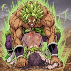 ai_generated ass_up beaten broly broly_(dragon_ball_super) bruised bruised_ass crossover defeated defeated_villainess dragon_ball dragon_ball_super featherine_augustus_aurora rape raped size_difference top-down_bottom-up torn_clothes umineko_no_naku_koro_ni
