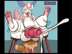 ass balls big_balls big_butt big_penis bodily_fluids cum cum_drip cum_on_penis cumshot dripping duo eevee eeveelution ejaculation feral froogg generation_1_pokemon generation_6_pokemon genital_fluids genitals hi_res male male/male nintendo penis pokemon pokemon_(species) size_difference sweat sweaty_balls sweaty_genitalia sylveon these_aren't_my_glasses