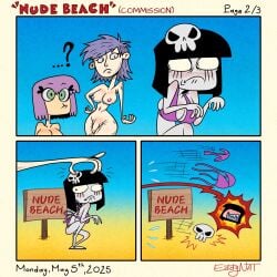 1futa 2girls ass beach breasts comic eddy_nat ellie_(eddy_nat) embarrassed_nude_female enf female futanari goth_(eddy_nat) intersex nude nudist_beach penis roxy_(eddy_nat) tagme trans_woman transfem
