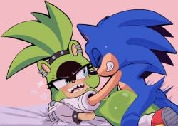 anthro ass bed blue_archer_(artist) blush bodily_fluids duo female furniture idw_publishing male nude sega sex sonic_the_hedgehog sonic_the_hedgehog_(comics) sonic_the_hedgehog_(idw) sonic_the_hedgehog_(series) surge_the_tenrec sweat sweatdrop