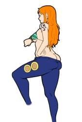 1girls ass bra breasts crazypizza facing_away female long_hair nami_(one_piece) one_piece pants underboob