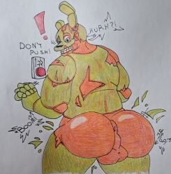 anus ass balls barazany420 bare_butt big_butt burntrap_(fnaf) butt_growth clothing dirty five_nights_at_freddy's five_nights_at_freddy's_3 genitals green_clothing green_suit growth human looking_at_butt looking_back male mammal mascot mascot_costume muscular muscular_human muscular_male perineum rear_view red_body red_button red_skin rust scottgames shocked solo springtrap_(fnaf) suit surprised teeth undead william_afton_(fnaf) withered yellow_eyes yellow_teeth zombie
