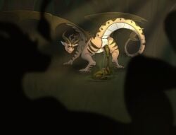 alenn ambiguous_gender animal_genitalia artist_name ass brown_body brown_scales claws cloaca curling_tail dragon duo feces feces_on_ground feces_pile female feral forest forest_background genitals grass green_eyes hi_res horn licking licking_lips licking_own_lips looking_at_another looking_back looking_back_at_another male male_(lore) membrane_(anatomy) membranous_wings mirah mythological_creature mythological_scalie mythology narrowed_eyes nature nature_background plant pooping_on_floor raised_tail rex_yi scales scalie scat scatplay silhouetted_body smelly smile spread_wings stink_fumes striped_body striped_scales stripes tail tan_body tan_scales text toe_claws tongue tongue_out tree urate white_body white_scales wings