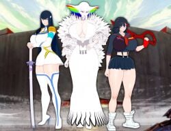 3girls family kill_la_kill kiryuuin_ragyou kiryuuin_satsuki matoi_ryuuko milf mother sisters tomboy