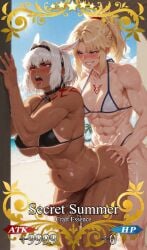 2futas ahe_gao ai ai_assisted ai_generated anal azesia bikini blonde_hair blush caenis_(fate) craft_essence cum cum_inside cum_while_penetrated dark-skinned_futanari drooling fate/grand_order fate_(series) fgo from_behind futa_on_futa futa_only futadom futanari mordred_(fate) mordred_(swimsuit_rider) smile smirk summer tanline white_hair