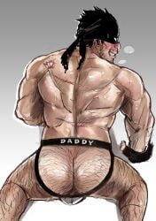 amsokyo ass bara boku_no_hero_academia bulge headkerchief iwao_oguro jockstrap knuckleduster_(my_hero_academia) male male_only masculine_male masked masked_male muscular muscular_male my_hero_academia solo solo_male sweat sweating vigilante:_my_hero_academia_illegals