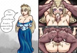 blonde_hair color comic crying cum_in_mouth cum_in_pussy dark_skinned_male fellatio mating_press no_ai princess sweatdrop useless_princess_and_the_village_renovation usless_princess vragou yustie yustitia_a_garland yustitia_a_garland