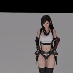 3d 3d_(artwork) black_hair blender final_fantasy final_fantasy_vii final_fantasy_vii_remake high_resolution highres leshay7 long_hair panties pants tifa_lockhart toned_legs