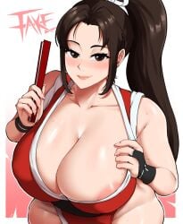 1girls breasts cleavage fake_(artist) fatal_fury female female_focus female_only hi_res king_of_fighters large_breasts light-skinned_female light_skin looking_at_viewer lord_socar mai_shiranui solo thighs wide_hips