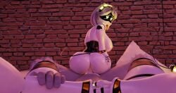 1boy 2girls 3d absurdres anon cum cum_in_pussy disassembly_drone eyes_rolling_back female heart_eyes highres hug_from_behind human maid male male/female murder_drones non-web_source reverse_cowgirl serial_designation_v sex small_penis_adoration tail tongue_out v_(murder_drones)