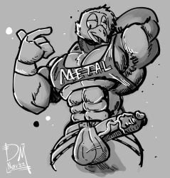 2022 anthro armpit_hair bird corvid corvus_(genus) crop_top crow daryl_(cringebird) dogmanart erection furry humanoid_genitalia humanoid_penis jockstrap looking_at_viewer monochrome muscular nonbinary pecs penis tagme text veins veiny_penis