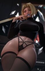 2d 3d 3d_(artwork) 3d_model 3d_render big_ass clothing emma_frost emma_frost_(marvel_rivals) eyebrows eyes fanart female hair legs marvel marvel_comics panties smile stockings