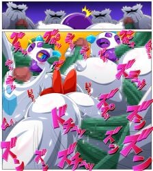 abomasnow blowjob boobjob breasts breasts_bigger_than_head comic froslass gangbang heldron_(artist) huge_breasts humanoid humanoid_female hyper hyper_breasts interspecies monster nintendo not_furry pokemon pokemon_(species) pokemon_only spitroast