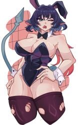 animal_ears animal_tail big_ass big_breasts big_butt big_thighs big_titties black_hair breasts bunny_ears bunny_girl bunny_girl_suit bunnysuit clothing curvaceous curvaceous_female curvaceous_figure curvy curvy_figure curvy_hips female female_focus female_only jane_doe_(zenless_zone_zero) mihoyo mouse_girl rat short_hair sleepingsoul thigh_highs zenless_zone_zero