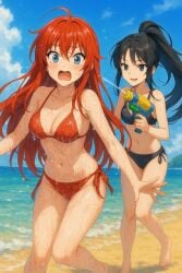 ai_generated akeno_himejima beach high_school_dxd rias_gremory