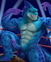 2025 abs anthro balls barazoku biceps crowd deltoids duo erection flexing flexing_bicep flexing_both_biceps genitals grin grinning_at_viewer group hi_res humanoid_genitalia humanoid_penis kaiju kaijurah knee_up looking_at_viewer male manly monster muscular muscular_arms muscular_legs muscular_thighs navel nude obliques pecs penis public public_nudity rumble_(movie) smile stepping_on_another tentacle_arms tentacle_hands tentacular_(rumble) triceps wrestler wrestling
