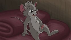 animal_genitalia animal_penis anthro balls buckteeth digital_media_(artwork) don_bluth erection feet fur genitals grey_body grey_fur hand_on_penis hi_res jonathan_brisby male mammal masturbation mouse murid murine nude omatic open_mouth penile penile_masturbation penis rodent sitting solo tail teeth the_secret_of_nimh toes wood_mouse