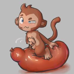 1:1 anthro badipoki balloon balloon_fetish balls bent_legs bloons_tower_defense blush bodily_fluids cross-eyed cum dart_monkey_(bloons) eye_half_closed foreskin fur furry furry_only genital_fluids genitals haplorhine hi_res humanoid_genitalia humanoid_penis inflatable male male_only male_solo mammal masturbation monkey ninja_kiwi penis primate sitting sitting_on_balloon solo solo_male tight_foreskin uncircumcised