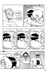 after_bath black_and_white blushed_face breasbreast_grab breast_expansion breast_squish breasts breasts_out comic comic_page comic_panel female female_elf genderswap_(mtf) grabbing male manga_page meu_amigo_pixelizado motorboating my_pixelized_friend pleasure_face pleasured_face scary_face shameless shirtless shirtless_female shirtless_male towel_only video_game
