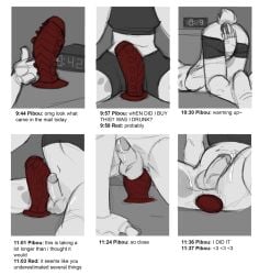 alarm_clock anal anal_masturbation anal_sex anthro anthro_penetrated ass ass_up balls bodily_fluids bottomwear bottomwear_down clock clothing cum cum_on_leg cum_on_penis dildo dildo_in_ass dildo_insertion dildo_sitting domestic_cat english_text erection felid feline felis genital_fluids genitals gesture hand_gesture hi_res humanoid_genitalia humanoid_penis male male_penetrated mammal masturbation object_in_ass offscreen_character penetration penis pibou precum sequence sex_toy sex_toy_in_ass sex_toy_insertion sitting solo text thumbs_up topwear