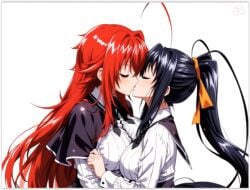2girls ai_generated akeno_himejima high_school_dxd lesbian_couple lesbian_domination lesbian_focus lesbian_kiss rias_gremory yuri yuri yuri