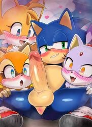 1boy 3girls anus beach blaze_the_cat blue_body blue_eyes blue_fur blue_skin cat_ears cat_girl digital_drawing_(artwork) drawing erect_penis erection excited excited_female excited_for_sex female fox furry furry_female furry_male genitals green_eyes heart heart-shaped_pupils heart_eyes hearts_around_head hedgehog male marine marine_the_raccoon miles_prower miles_tails_prower open_legs open_mouth open_smile orange_body orange_fur orange_skin penis precum purple_body purple_fur purple_skin rule_63 sega smile smiling smirk smirking sonic_(series) sonic_rush sonic_rush_adventure sonic_the_hedgehog sonic_the_hedgehog_(archie) sonic_the_hedgehog_(comics) sonic_the_hedgehog_(idw) sonic_the_hedgehog_(series) surprised tails tails_the_fox tailsko tailsprop video_game video_game_character video_game_franchise video_games yellow_body yellow_eyes yellow_fur yellow_hair