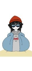 1boy 1girls :3 animated animated_gif beat_banger big_breasts black_hair black_hair_female boobjob breasts denim_jacket enjoying erect_penis erection gif glasses looking_at_viewer male/female male_pov oc orange_beanie pov pov_male pov_paizuri roblox simple_background smug smug_expression smug_face sunglasses supreme titjob white_background white_fur white_hoodie white_skin white_skinned_female