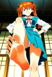 1girls asuka_langley_sohryu barefoot best_girl blue_eyes confident confident_female confident_smile dominant dominant_female domination feet female femdom foot_fetish foot_focus grin hair_ornament hand_on_hip hands_on_hips happy long_hair looking_at_viewer looking_down neon_genesis_evangelion orange_hair panties pov_feet presenting_feet red_hair school_uniform schoolgirl smelly_feet smile smiling smiling_at_viewer smug smug_face smug_smile soles standing standing_on_one_leg stepped_on stepping stepping_on_viewer sweat sweaty_feet teasing teenage_girl toes tsundere twintails twintails_(hairstyle) victory_pose