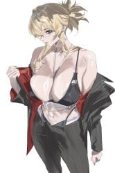 abs areola_slip bra breasts cleavage enargeia female female_only goddess_of_victory:_nikke grave_(beautiful_you)_(nikke) grave_(nikke)