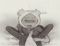 adventure_time blush bodily_fluids cartoon_network clothed clothing cum cum_on_tongue duo elemental_creature elemental_humanoid erection fellatio_pov fern_(adventure_time) finn_the_human first_person_view flora_fauna forked_tongue genital_fluids genitals graphite_(artwork) greyscale hat headgear headwear hi_res human humanoid lynxfurr male male/male mammal monochrome not_furry open_mouth oral penis plant plant_humanoid receiving_pov selfcest shirt simple_background square_crossover teeth text tongue tongue_out toony topwear traditional_media_(artwork) white_background