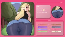 1080p 60fps ai_generated animated ass ass_comparison ass_focus belt big_butt blonde_hair chart clothed contest curvy earrings edit elf elf_ears english_text fart fart_contest fart_fetish farting female gradient_background huge_ass jeans light-skinned_female looking_at_viewer measurements milf multiple_girls outdoors pointy_ears seductive size_comparison slutty_clothes stats tagme tight_clothing video voluptuous