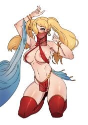 blonde_hair blue_eyes clothed clothing gypsy makeup veil