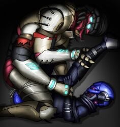 4_arms 4_eyes absurd_res alien anal animal_genitalia anthro arikus armor cuntboy destiny_(video_game) duo eliksni exo_(destiny) forced genitals hi_res intersex intersex/male male multi_arm multi_eye multi_limb penis sadboygum1 synthetic vaginal_penetration vaginal_sex