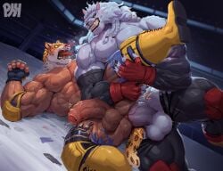 abs absurd_res anal anal_sex animal_head animal_humanoid anthro ass balls bandai_namco big_muscles big_penis blood blush bodily_fluids bottomwear bulge claws clothed clothing cum duo felid fight fighting_ring for_a_head fur genital_fluids genitals hi_res humanoid image_comics invincible_(image_comics) jaguar king_(tekken) leg_grab lion male male/male mammal muscular muscular_anthro muscular_male nipples open_mouth pantherine partially_clothed pecs penetration penis physen quads sex sweat sweaty_body tail tekken thokk_(invincible) tongue tongue_out torn_bottomwear torn_clothing vein veiny_muscles veiny_penis white_body white_fur wrestler wrestling