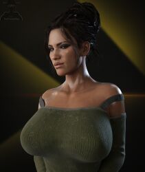 1girls 3d bangs big_breasts black_hair blender blender_(software) breasts cd_projekt_red cleavage curvy cyberpunk cyberpunk_2077 dark-skinned_female dark_hair female female_only large_breasts looking_at_viewer native_american panam_palmer pose posing sitting solo sweater theduudeman