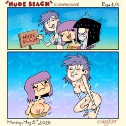 1futa 2girls ass balls beach breasts comic eddy_nat ellie_(eddy_nat) embarrassed_nude_female enf female futanari goth_(eddy_nat) intersex nudist_beach penis roxy_(eddy_nat) tagme trans_woman transfem undressing