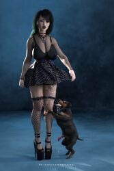 1boy1girl 1girl1boy 3d 3d_(artwork) animal_genitalia animal_penis ashley_jcbst3dx big_breasts big_eyes bigger_female black_eyes black_hair black_lipstick canine choker curvy curvy_body curvy_female curvy_figure curvy_thighs dark_eyes daz3d daz_studio dog_penis drool drool_string drooling earrings european_female fishnet_legwear goth goth_girl gothic_girl high_heels jcbst3dx johncooperbeast3dx long_hair pale-skinned_female pale_skin penis realistic skirt_lift skirt_pull skirt_up small_dog smaller_male spit straight zoophilia