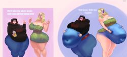 belly belly_inflation big_belly blueberry_inflation female goth_girl hippie holding_belly jigglywiggly skin_turning_blue