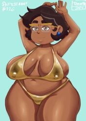 big_breasts bikini breasts camila_noceda disney disney_channel female female_focus female_only glasses gold_bikini golden_bikini golden_week huge_breasts latina looking_at_viewer mature mature_female milf mother the_owl_house thick_thighs tool01k