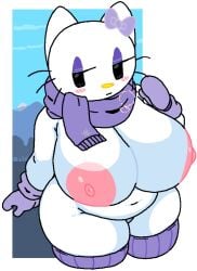 breasts cassettedream cold dream-cassette hello_kitty hello_kitty_(series) hoshime kitty_white purple_scarf sanrio scarf