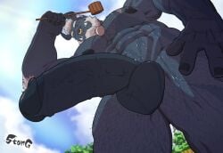 2024 abdominal_scar abs arm_tuft asian_mythology balls barazoku bathing beard beard_ponytail belly_hair biceps black_sclera blue_body blue_nipples blue_penis body_hair chest_hair chest_scar cloud demon east_asian_mythology elbow_tuft erection facial_hair facial_piercing fangs forearm_muscles foreskin genitals hair hairy hand_on_leg hand_on_thigh happy_trail hi_res horn horned_humanoid humanoid japanese_mythology leg_hair looking_aside low-angle_view male manly mature_male muscular muscular_legs muscular_thighs mythology navel nipples nose_piercing nose_ring nubbed_penis nude obliques oni pecs penis penis_bump piercing plant pouring_onto_self pouring_water ring_piercing scar solo standing stangart stubble teeth tree triceps tuft uncircumcised vein veiny_penis washing_self water water_droplets white_hair worm's-eye_view yellow_eyes yokai