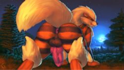 anus arcanine ass balls feral furry klent knot male male_only nintendo outside penis pokemon pokemon_(species) solo video_games