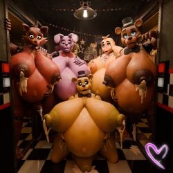 3d_(artwork) absurd_res animatronic anonymousfm anthro areola avian balls beak bear belly big_areola big_balls big_belly big_breasts big_nipples big_penis bird bodily_fluids bonnie_(fnaf) bow_tie breasts canid canine chica_(fnaf) chicken digital_media_(artwork) doorway erection five_nights_at_freddy's fox foxy_(fnaf) fredbear_(fnaf) freddy_(fnaf) galliform gallus_(genus) genital_fluids genitals group hair herm hi_res huge_areola huge_balls huge_belly huge_breasts huge_cock huge_nipples humanoid_genitalia humanoid_penis hyper hyper_balls hyper_belly hyper_breasts hyper_genitalia hyper_penis hyper_pregnancy intersex kneeling lactating lagomorph leporid looking_at_viewer machine mammal milk navel nipples nude office open_mouth penis phasianid pregnant pregnant_anthro pregnant_intersex puffy_areola puffy_nipples rabbit robot scott_cawthon scottgames thick_penis tongue tongue_out