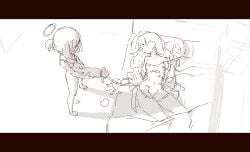 bed cum cum_on_body female femboy femboy_with_female halo huge_cock jerkingoff liveactors male ponytail sleeping small_but_hung