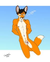 absurd_res anthro balls bartek22 big_ears brown_hair canid canine chris_the_fox_(bartek22) cigarette cigarette_in_mouth cigarette_smoke circumcised circumcision_scar closed_eyes clothing ears_up fox fox_ears fox_tail fur genital_scar genitals hair hands_behind_back hat hat_only headgear headgear_only headwear headwear_only hi_res kneeling male mammal mostly_nude muscular muscular_anthro muscular_male nipple_piercing nipples nude nude_anthro nude_male object_in_mouth orange_body orange_fur penis piercing scar smoke solo tail wearing_hat white_body white_fur