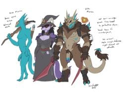 2025 anthro armor balls biped blue_body blue_glans blue_penis breasts brunella_(zerofox1000) canid canine clothed clothing colored english_text female flaccid fox fur genitals glans group headgear helmet holding_object holding_weapon horn humanoid_genitalia humanoid_penis male mammal melee_weapon muscular muscular_male nipple_outline nipples nude penis purple_body purple_fur purple_glans purple_tail scalie signature simple_background smile sword tail tan_penis text trio weapon white_background zerofox1000