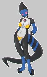 1girls alien alien_girl alien_milf ben_10 ben_10_omniverse big_breasts bikini blue_skin chaquetrix golden_bikini golden_week kineceleran sanpedro7343 smile thick_thighs