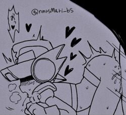 2d brawl_stars cop cum_inside from_behind heart_symbol japanese japanese_text lawrie_(brawl_stars) nmrsmari robot robot_boy sex sketch uncolored