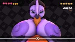 3d_(artwork) absurd_res anthro avian beak beanie beanie_only beat_banger big_breasts big_penis bird breast_play breasts cedric_nightshade_(furchev) clothing corvid corvus_(genus) crow digital_media_(artwork) duo erect_nipples feathers female furchev gameplay_mechanics genitals green_eyes halloween hand_on_breast hat headgear headwear hi_res holidays hud huge_breasts looking_at_viewer male male/female nipples orange_body orange_feathers oscine passerine penis purple_body purple_feathers sex source_filmmaker_(artwork) titjob zoe_monroe